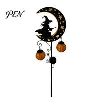 Automatic Light for Walkway Solar Halloween Witch Pumpkin Moon Garden Stake Light, Waterproof on Crescent Decorative Stakes Lawn with Lantern, Outdoor juoda