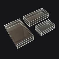 Mini stačiakampė dėžutė permatoma plastikinė saldainių papuošalų pakavimo dėžutė su dangteliu gray