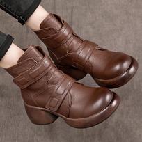 GKTINOO 2025 Women Thick Heel Ankle Boots Autumn Winter Warm Shoes High Quality Genuine Leather Chunky Platform Boots 5