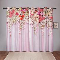 New Colorful Flawer Floral Girl Blackout Window Curtains for Kids Bedroom Living Room Bathroom Kicthen Door Home High Shading W55 X H120cm X 2&HOOK