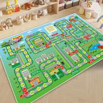 Cartoon Road Play Carpet Living Room Children's Bedroom Decoration Floor Rug 160X230CM Flannel Mat Soft Tatami Carpets Non-slip 60*90cm