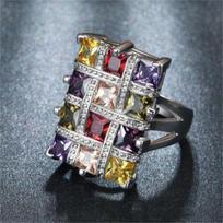 Woman Jewelry Ruby Garnet Peridot Flower Rings Colorful Rhinestone Natural CLE 7