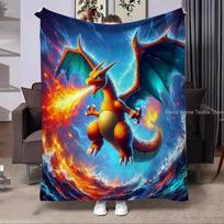 Charizard Pokemon Fire Dragon Anime Flannel Blanket Fluffy Children Adults Sofa Plush Bedspread Throw Lunch Blanket for Sofa Bed 30x40in