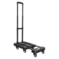Folding Utility Cart with 6 Wheels and 2 Elastic Ropes 500lbs Load Platform Hand Truck for Travel Luggage Shopping Black