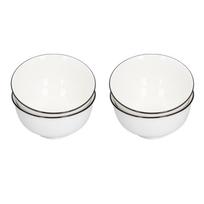 4PCS 6in Soup Bowl White Ceramic Noodle Bowl Eco Friendly Rice Bowl for Kitchen Restaurant