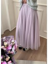 Apricot High-Waisted A-line Mesh Midi Skirt with Draping Hem - Autumn 2025 One Size violetinė