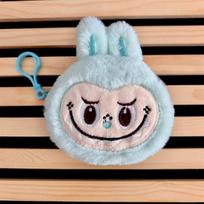 Creative new Labubu bunny plush coin purse portable round earphone bag cute cartoon girly heart KTB Without pearls mėlyna