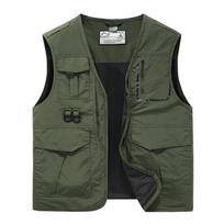 New Men's High-quality Multi Pocket Quick Drying Lightweight Vest, Outdoor Hiking Vest,casual Versatile Oversized Fishing Jacket M armijos žalia spalva