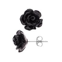 Boucles d'Oreilles - LOVA LOLA VAN DER KEEN - Rose Noir - Argent Massif 925 - Système Poussette - Femme juoda