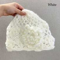 Casual Baotou Hat Flowers Skullies Hat Breathable Beret Cap  for Women balta
