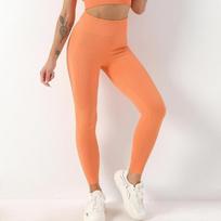 High Waist Women Yoga Pants Stretchy Seamless Leggings Gym Fitness Exercise Sports Clothes Solid S oranžinė