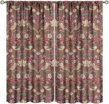 Boho William Morris Curtains Retro Bird Plant Natural Flower Pattern Print Window Drapes Living Room Bedroom Curtain Light Blocking Polyester Ideal W100*H70(CM)-Rod Pocket&2PCS