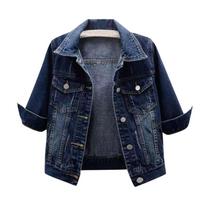 Women's Short Sleeve Denim Jacket Casual Lightweight Button Front Collared Jean Coat with Chest Pockets and Rolled Sleeves for Spring Summer XL