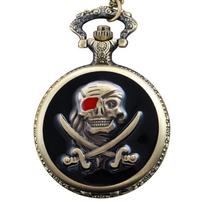 Sailing One eyed Pirate Captain Badge Men's and Women's Quartz Pocket Watch Vintage Fashion Necklace Jewelry Student Gift