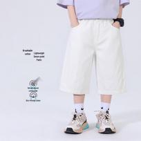 Boys' Cotton Casual Capri Pants 160 balta