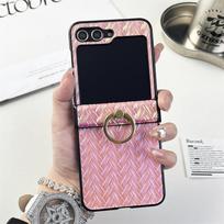For Galaxy Z Flip  Ring Bracket Case Laser Leather Cover For Samsung Z Flip4 zflip 3 Slim  Gradient Color Holder Case For Samsung Z Flip 5