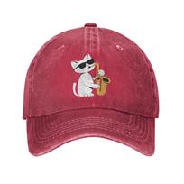 Jazz Cat Saxophone Player Folk Art Unisex Baseball Caps Funny Music Distressed Denim Washed Hats Casual Adjustable Fit Sun Cap Adjustable
