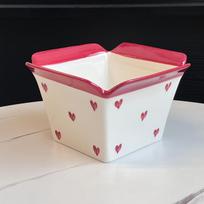 25.36oz Striped Cartoon Ceramic Snack Bucket, French Fry Popcorn Storage Bowl for Movie Night Home Decor white