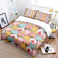 Cute Cartoon Animals With Ice Cream Print Bedding Set 1 Duvet Cover 2 Pillowcases For Adult And Children Luxury Gift Full Size EU Twin 135X200cm&set