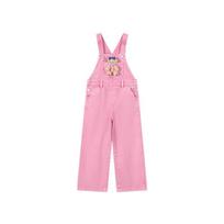 Teenie Weenie Kids Lyocell Blend Denim Overalls for Girls 140 rožinė