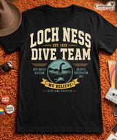 Loch Ness Dive Team T-Shirt Nessie Lake Monster Cryptid Funny Black Tee XS-5XL M