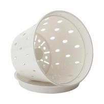 5 Set Orchid Pots with Holes and Trays for Repotting Indoor Outdoor PP Plastic Orchid Plant Pot Great Ventilation