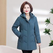 Off-season mom wear new mid-length warm loose thickened white duck down jacket for middle-aged and elderly people XL