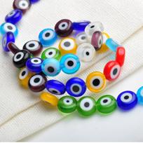 Plokščios apvalios 6mm 8mm 10mm 12mm Piktos akies raštai Millefiori stiklas Laisvi rankdarbių karoliukai Rinkinys „pasidaryk pats“ papuošalų gamybai Priedai 12mm-20pcs