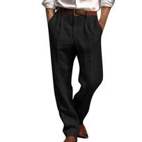Men's Casual Loose And Comfortable Casual Pants Cotton Linen Printed Drawstring Trousers S juoda