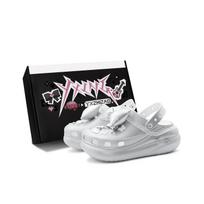Crocs Lankas Romantiškas Punk Nėriniai Crush Mediniai klumpiniai batai Unisex Sidabrinis Baltas 37-38 gray