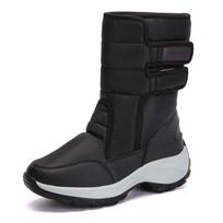 Waterproof Boots Women Winter Shoes Platform Boots WithThick Fur Mid-Calf Snow Boots Fashion Wedge Botas Mujer Shoes Woman 35 juoda
