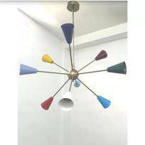 8 Multi Color Cone Shade Metal Big Sputnik Chandelier Light Designer Ceiling Fixture ,Mid Century Chandelier fixture Designer Lights. įvairiaspalvis