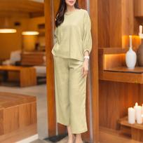 ZANZEA Women 3/4 Sleeve Blouse and Pants Casual Two Piece Suit Sets S chaki