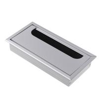 Aluminum Alloy Grommet Hole Cover Outlet Port with Black Brush Rectangle Wire Cable Holder For PC Office Table Desk 80x80mm sidabras