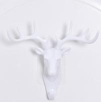 Creative Deer Head Hook Free 3D Wall Mounted Plastic Adhesive Hook One Size balta