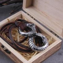 Never Fade Viking Ouroboros vintage punk necklace for men stainless steel fashion Jewelry hippop street culture with wooden box with box&70cm