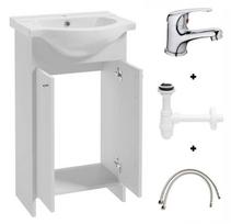 Bathroom set: cabinet with washbasin 50 white, Diana tap and siphon