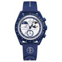 Swatch Omega MOONSWATCH SNOOPY Bendradarbiavimo Kvarcinis Mechanizmas Vyriški Laikrodžiai Laikrodis 42mm Baltas Ciferblatas SO33N702L White Dial blue