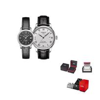 TISSOT Le Locle kolekcijos automatinis mechaninis judesio unisex laikrodis 39,3 mm sidabrinis ciferblatas T0064071603300+T41112357 Regular Watch Box black