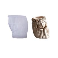 Reusable Girl Planter Silicone Mold Flowerpot Molds Suitable for Concrete Crafts Decorative Candle Cups Gift Making 1