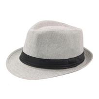 Fedora skrybėlė plataus krašto apsauga nuo saulės vienspalvė Panama Cap Boater vasaros paplūdimio kepurė nuo saulės atostogoms šviesiai pilka spalva