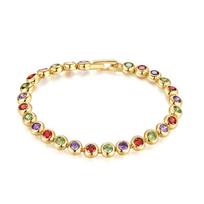 Jewelry Shiny Zirconia Bracelet Handmade Waterproof Luxury Gold Color Bangle Ornaments INS Round Shape Cuff Bracelet auksas