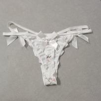European & American Sexy Women's T-Back Lingerie with Large Bow & Cross Straps Temptation Thong One size (120-180 lbs) balta
