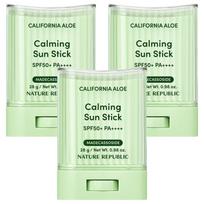 Nature Republic California Aloe Soothing Sun Stick SPF50+ PA++++, Calming & Protective Mineral Sunscreen, 28g (Pack of 3)