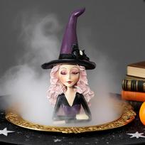 Witch Figurine Blowing Bubble Gum Skull And Bow Witch Statue Holiday Gothic Resin Sculpture Collectible Dark Fantasy Ornament China Mainland