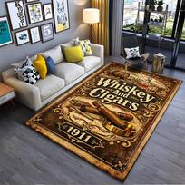 Vintage Whiskey and Cigars Rug with Barrel and Cigar Graphics 1911 Suitable for use as an anti-slip for living room bedroom sofas 40x60cm( 15x23in )