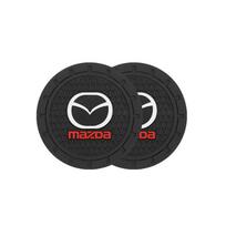 2Pcs Car Water Cup Mat Rubber Anti Noise Coaster For Mazda 2 3 6 5 Atenza CX3 CX5 MX5 CX7 Axela CX30 CX90 CX60 CX50 MX30 CX9 RX8 black
