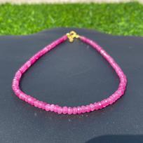 Faceted Ruby Beaded Necklace: AAA Quality Gemstone 12 inch sidabras