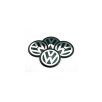 VW Juodi Lipdukai Emblemos Aliuminio Įspaustas Logotipas 90mm (4 vnt)