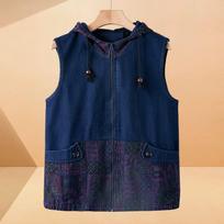 Middle-Aged Women's Summer Denim Vest 2XL mėlyna